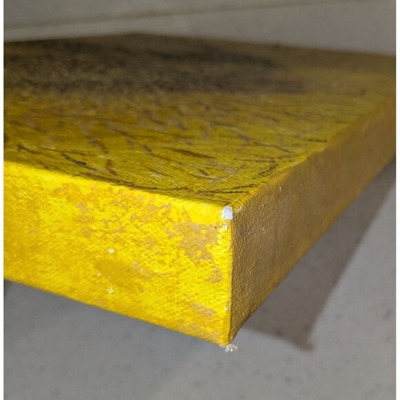 Abstract Yellow Textured Canvas Art Signed by Artist  Contemporary Original Pain - Picture 5 of 16